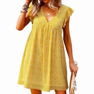 TAMEYA Yellow Casual Summer Dress Size S